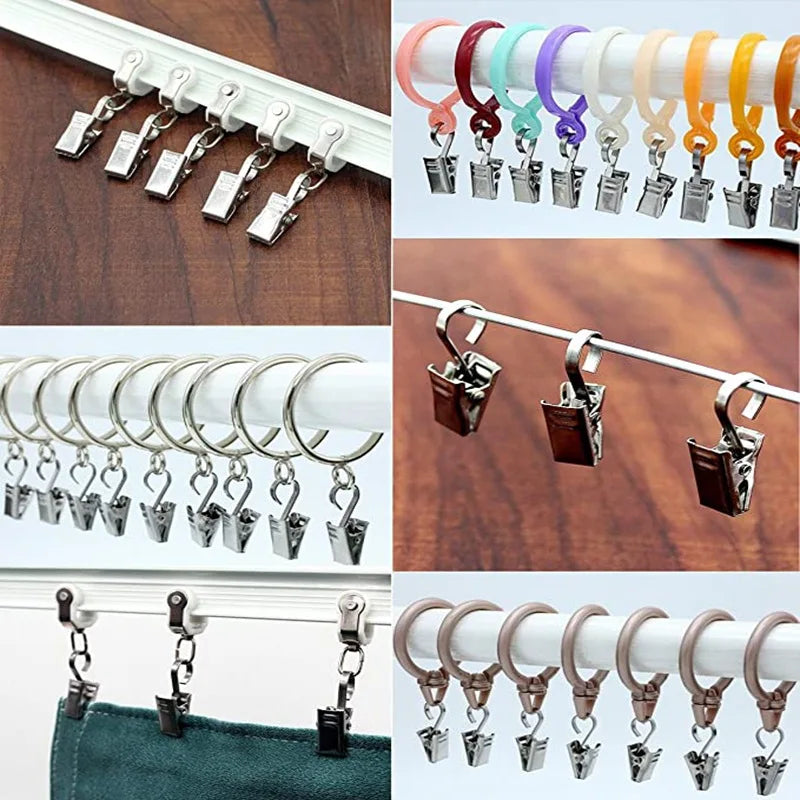 pinces crochets argentées modernes rideaux 20 pièces métal robustes opaques