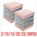 serviettes cuisine microfibre rose bleu vert blanc motif zigzag moderne 25x25cm respectueux environnement