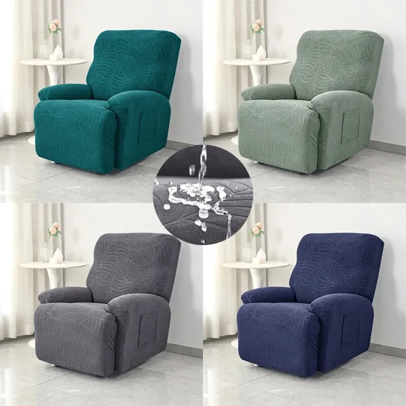 housse fauteuil relax inclinable feuilles imprimées gris clair moderne adhésif lavable printemps été