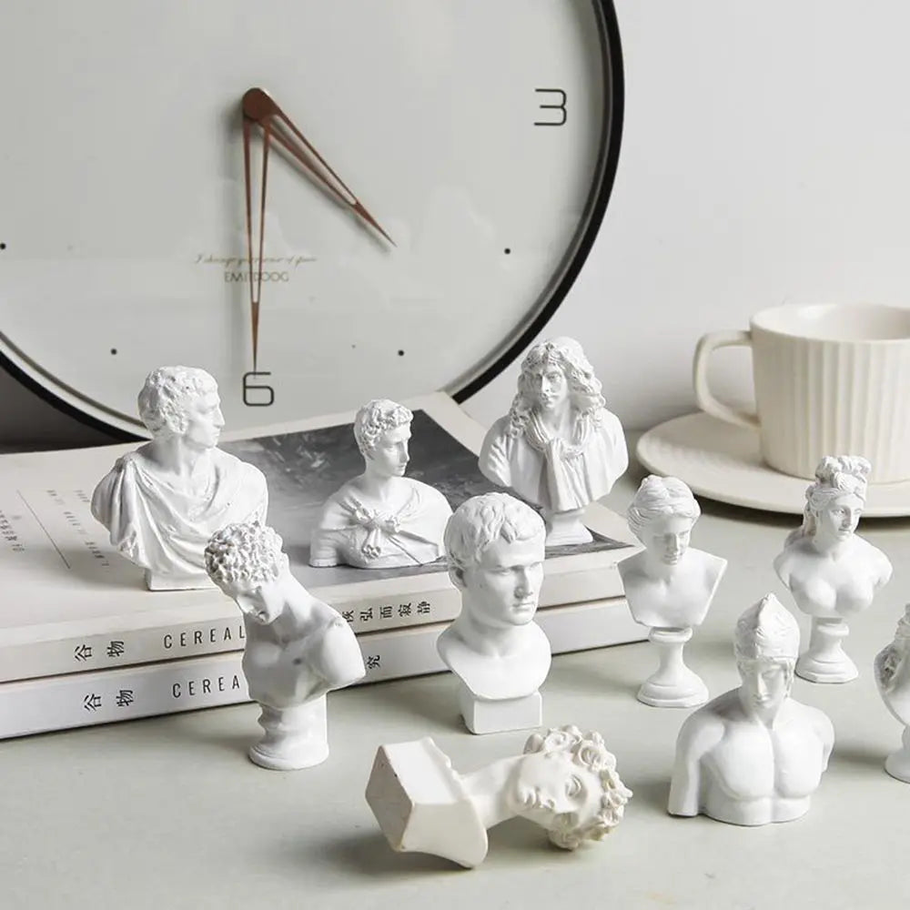 buste sculptural blanc poli résine mythologie grecque classique ornement figurinescrição