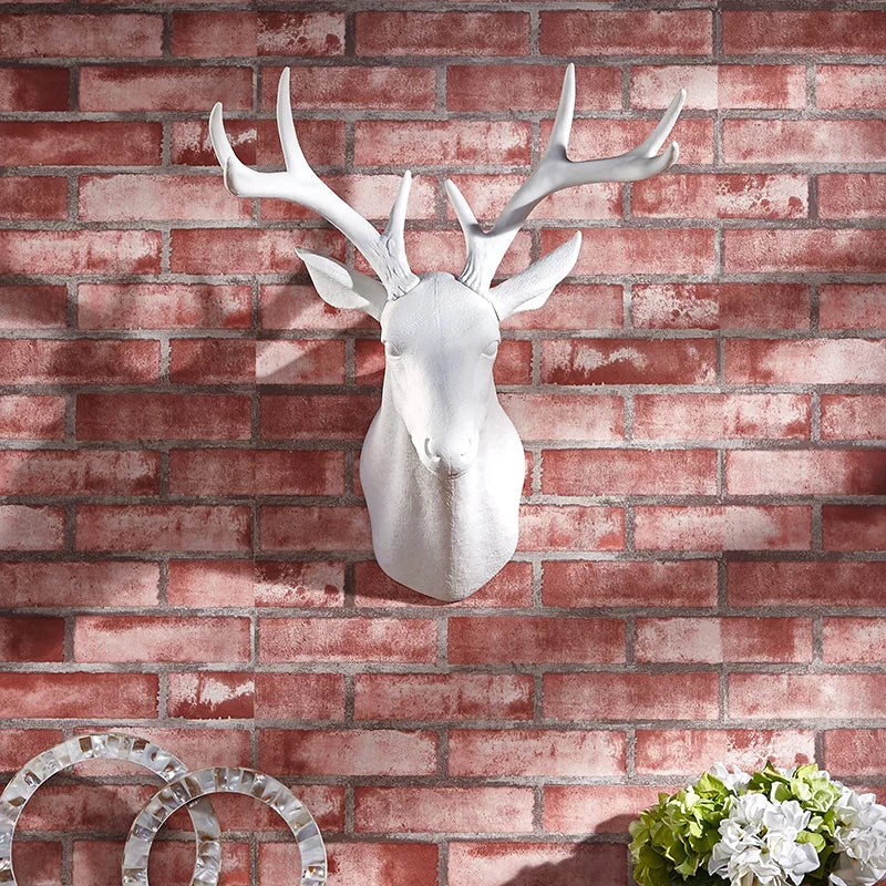 décoration murale tête cerf noir blanche texture résinée moderne fixations