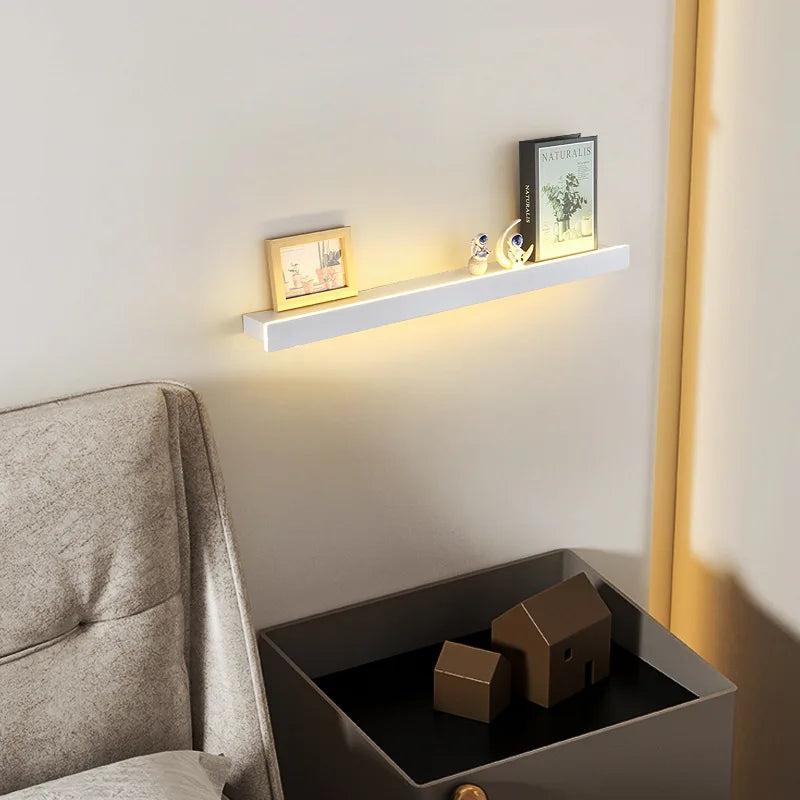 étagère murale lumineuse moderne éclairage blanc rectangulaire lisse fixée mur