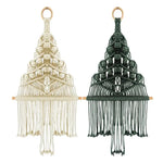 décoration murale macramé géométrique bohème franges suspendu tige bois ethnique artisanal triangles losanges