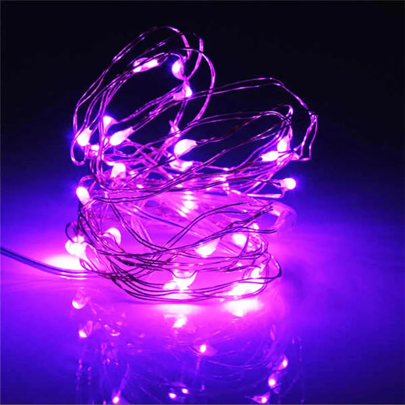 guirlande lumineuse multicolore filament led moderne 2m 20led autoadhésive pile bouton noel decoration fete