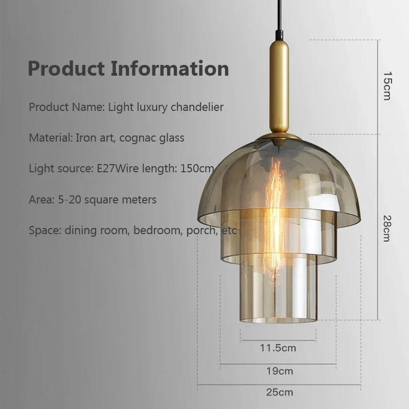 lampe suspendue moderne élégante dorée transparente câble noir ampoule e27 chambre salon
