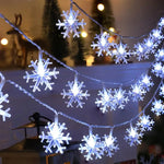 guirlande lumineuse flocons neige blanc bleu vacances noël ambiance intérieure extérieure led festive jardin
