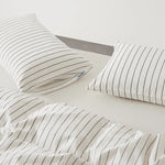 taies d'oreiller coton rayées 48x74cm blanc gris rose bleu minimaliste respectueux environnement maison lit