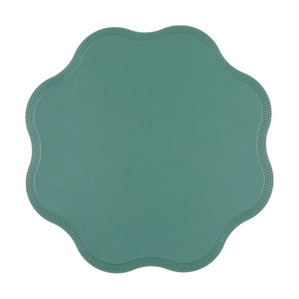placemat moderne bleu rose gris élégant bords dentelés bord assiette fourchette couteau resistant