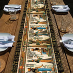 nappe lin égyptienne ancien motif personnage hiéroglyphes table décoration intérieure thèmes