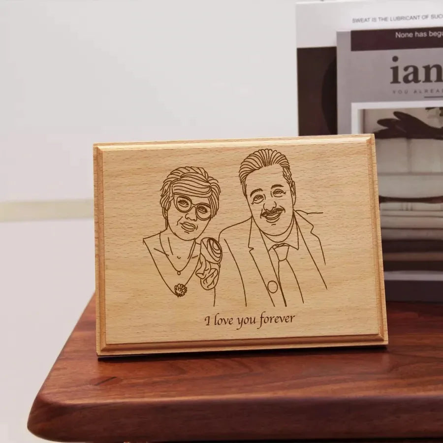 Cadre en bois rectangle moderne avec texte personnalisé