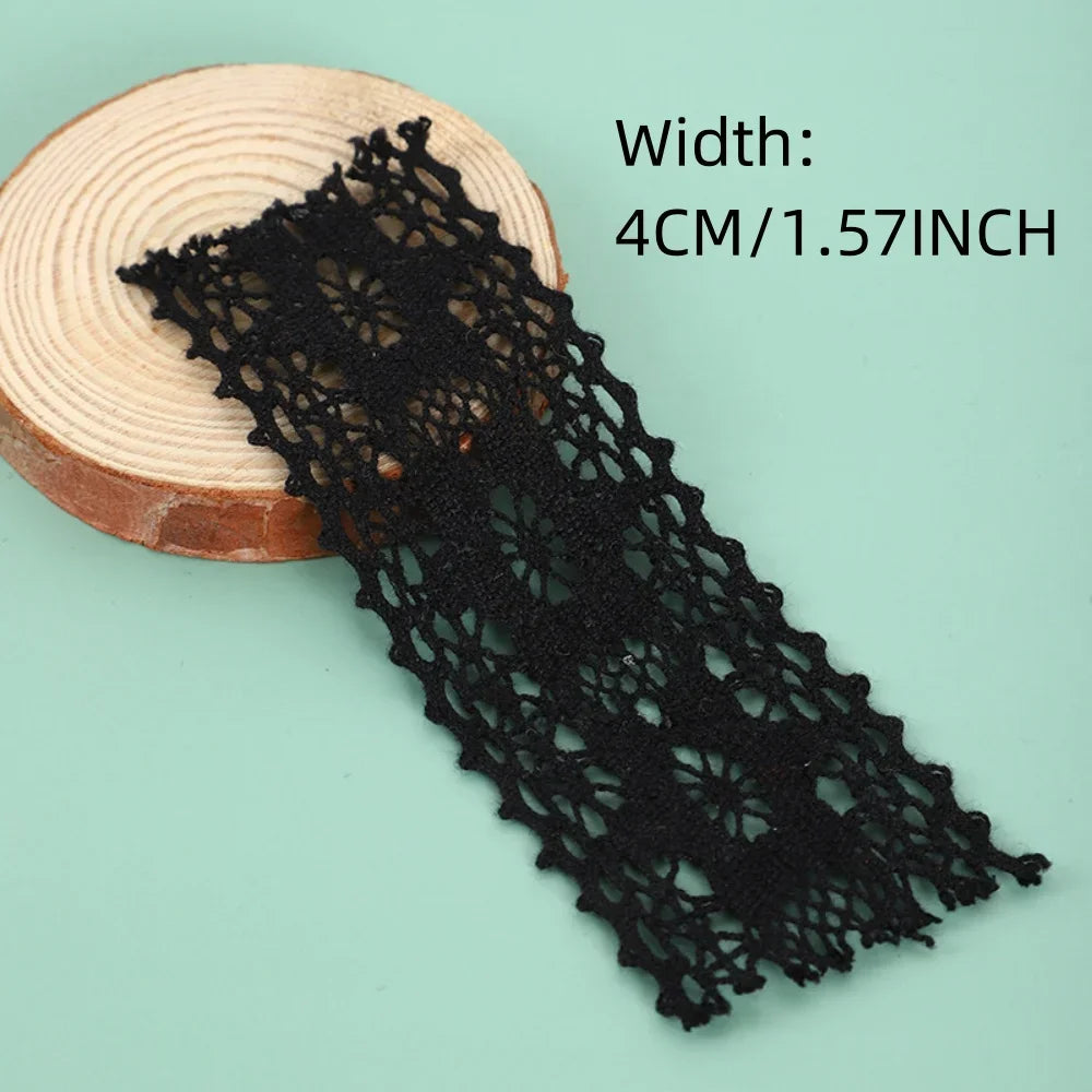 ruban dentelle fine noire motifs floraux classique 100 coton opacité 2cm largeur mariage décoration