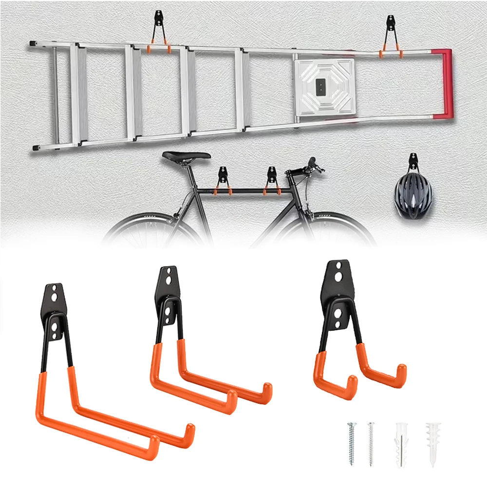 crochet mural robuste noir orange utilisation multiple moderne ancrages garage atelier outils jardinerie
