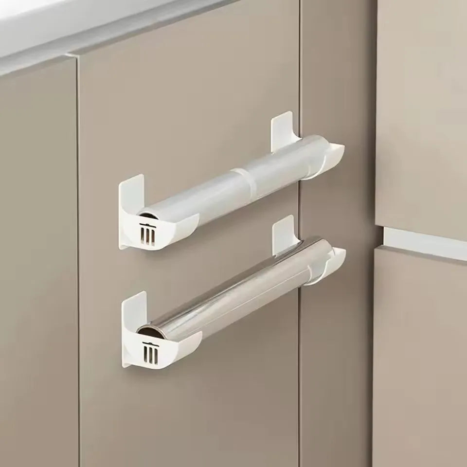 porte rouleaux adhésifs blanc noir support barre papier toilette film alimentaire sac poubelle moderne