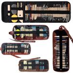 ensemble pinceaux outils céramique sculpture poignées bois métal pointes plastique transparent ergonomiques