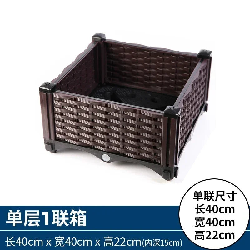 bac fleurs marron tissu rotin moderne pot culture extérieur designextérieur 40x40x37cm