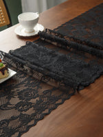 table dinette chemin table dentelle fleur motif floral transparent vintage polyester noir