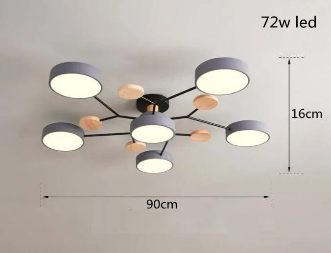 plafonnier led moderne vert blanc gris bois clair circulaire métallique scandinave éclairage intérieur