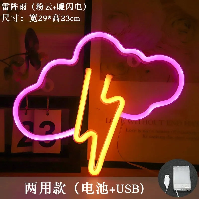 décoration murale néon arc ciel nuages moderne veilleuse USB LED colorée chambre festive