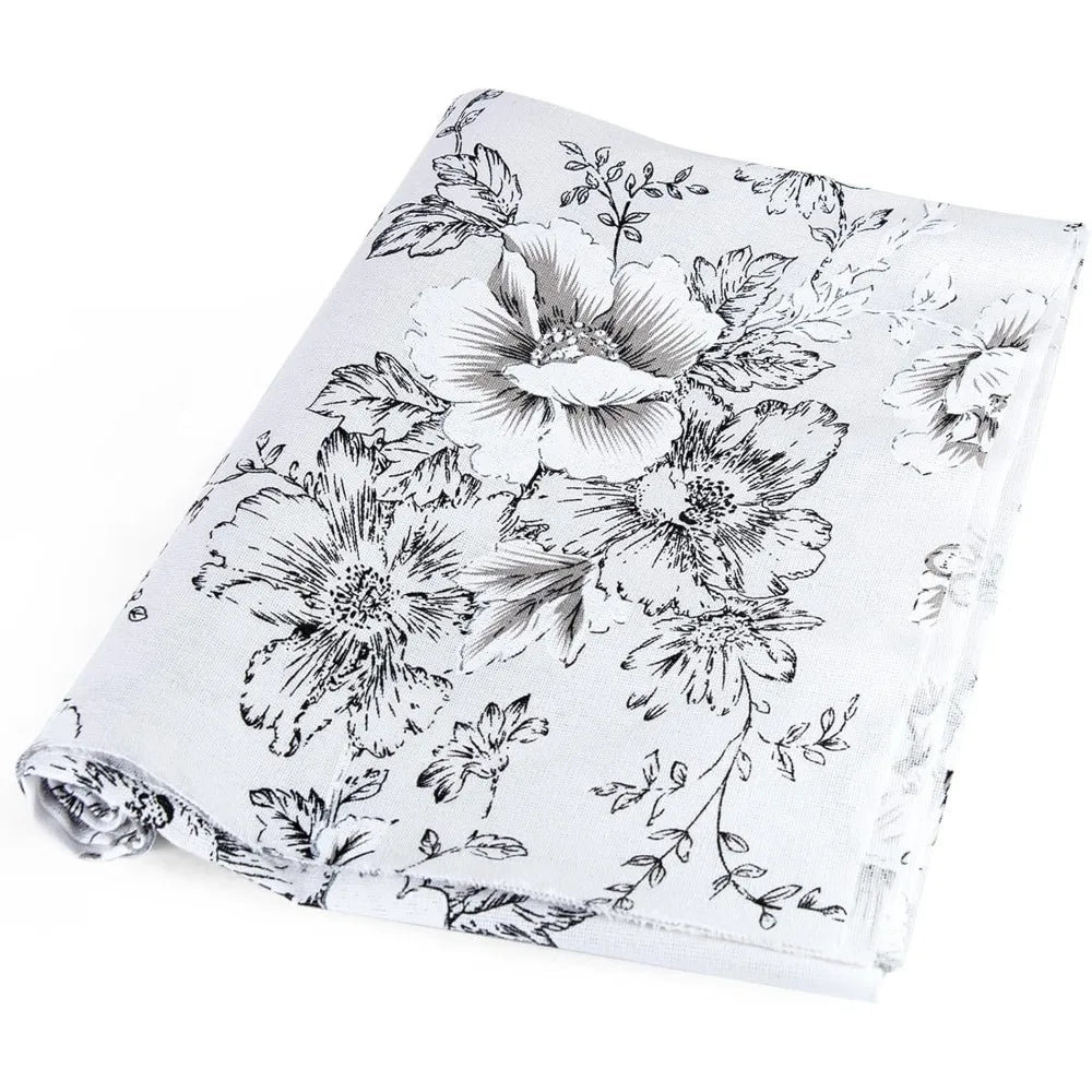 tissu toile jouy motifs floraux blanc bleu classique opale ameublement couturePATCHWORK