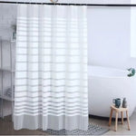 rideau douche moderne rayé blanc gris ourlet standard éva semi transparent métalliques facile installer