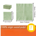 serviettes jetables vert sauge bord dentelé texture points qualité supérieure modernes cocktail fête mariage