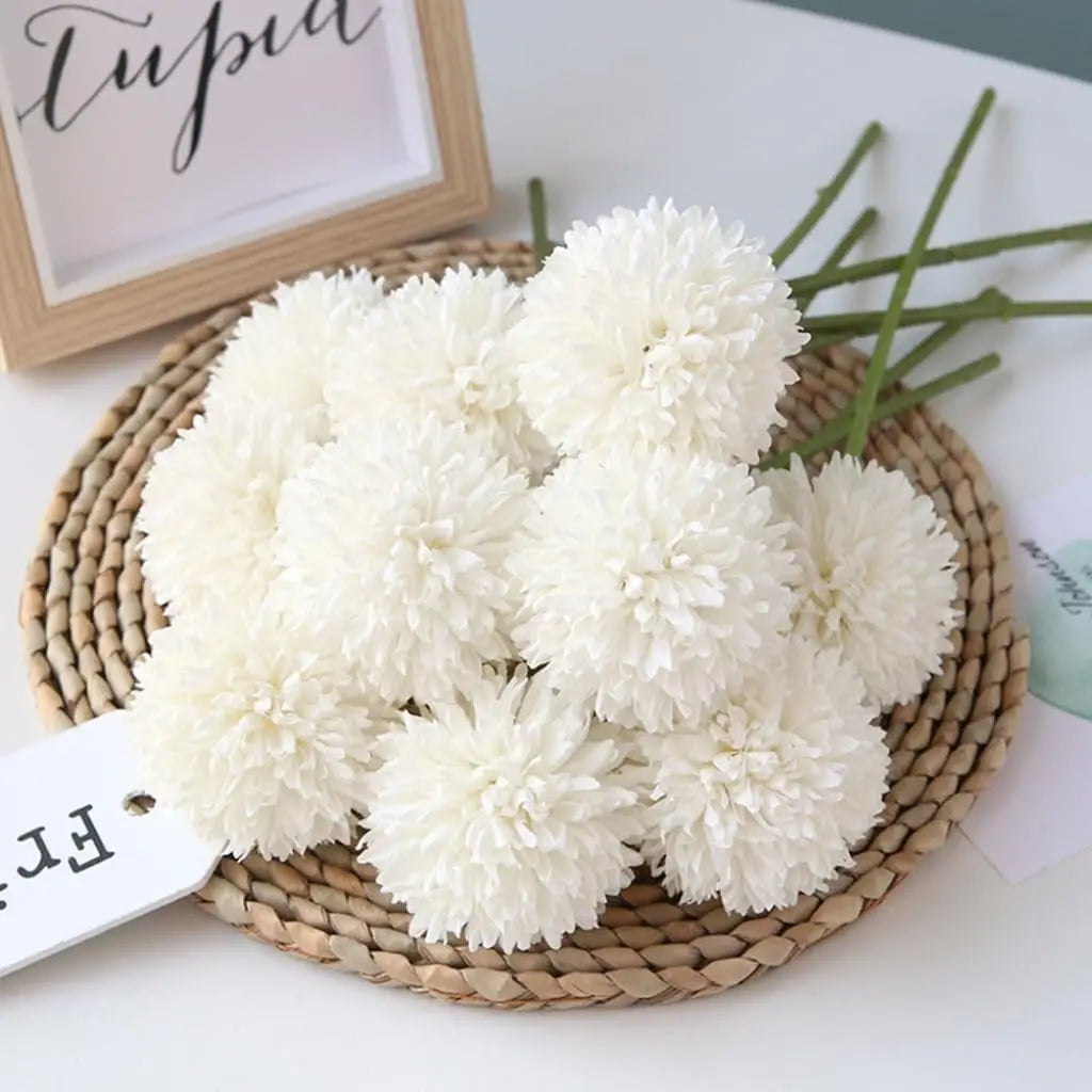 fleurs artificielles soie hortensia pompons mariage anniversaire décoration intérieure tringles bouquet moderne blanc roseclair