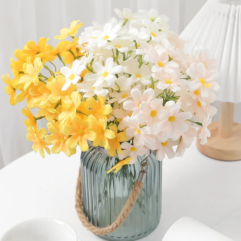 Bouquet artificiel marguerites blanc jaune décoration maison mariage fleurs modernes minimalistes DIY craftsintérieur