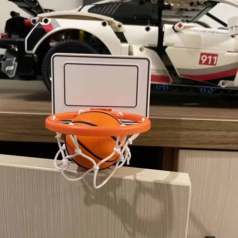 mini panier basket blanc orange anti stress jouet clip fixe balle réseau score deco