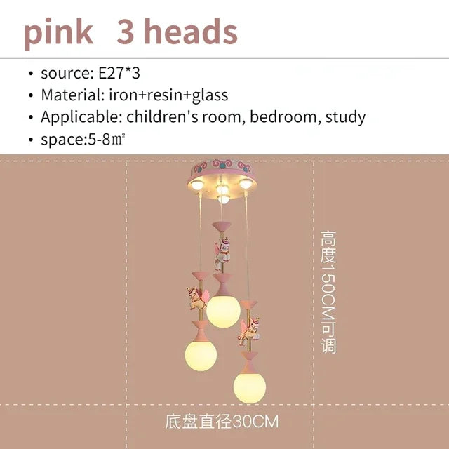 suspension lumineuse moderne licorne bleu rose sphères translucides chambre enfant adjustable