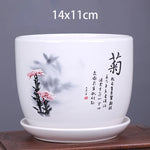vase decoratif art traditionnel chinois cache pot fleurs oiseaux calligraphie chinoise blanc rouge vert
