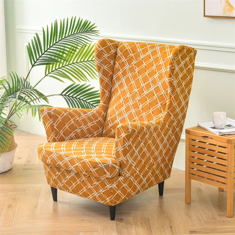 Housse de chaise extensible imprimé floral jaune détaillée