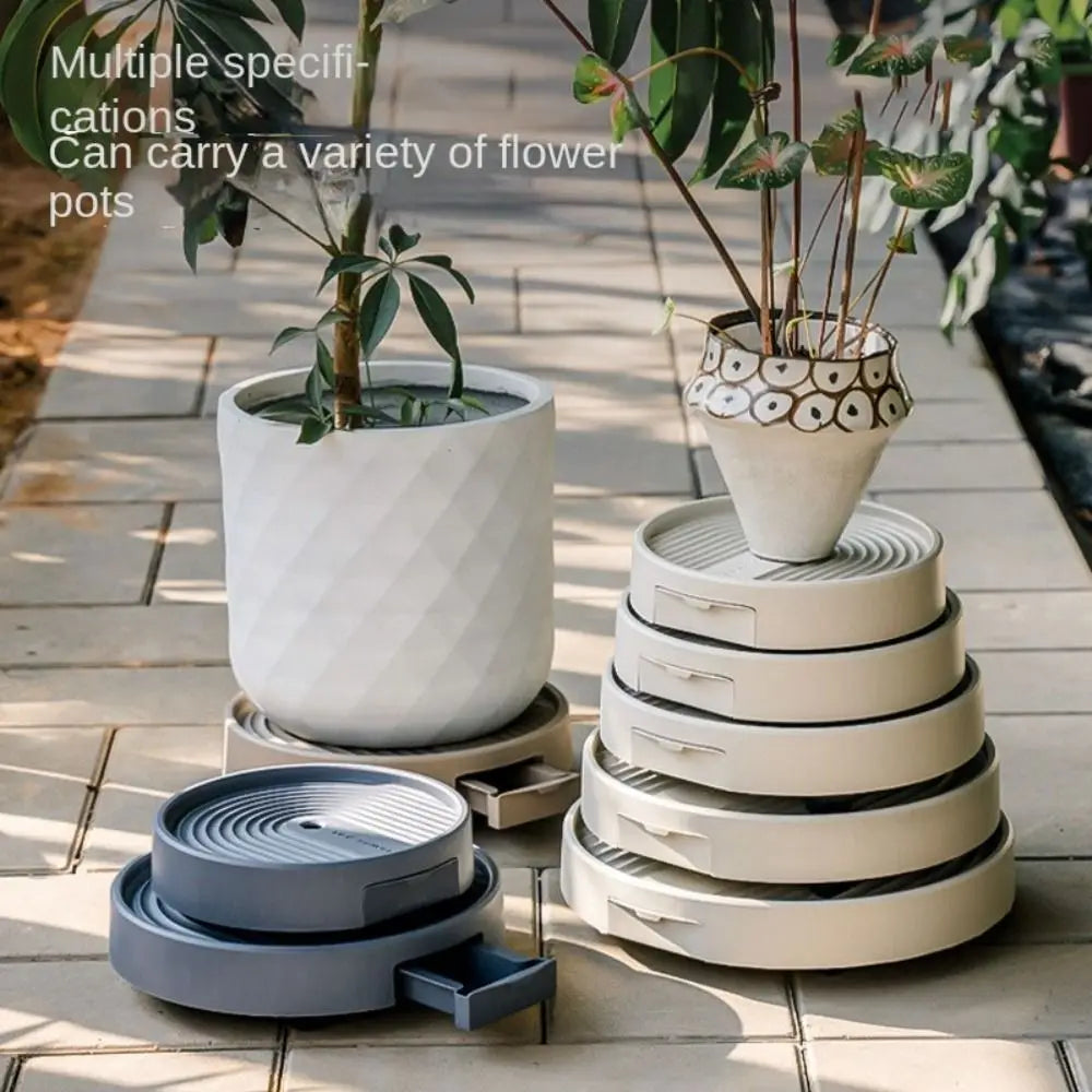 plateau fleur moderne plastique gris rayures concentriques poignée drainage robuste transport facile