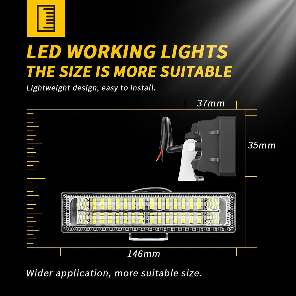 barre lumineuse led 84w ip65 double rangée noir support adjustable mounting bracket