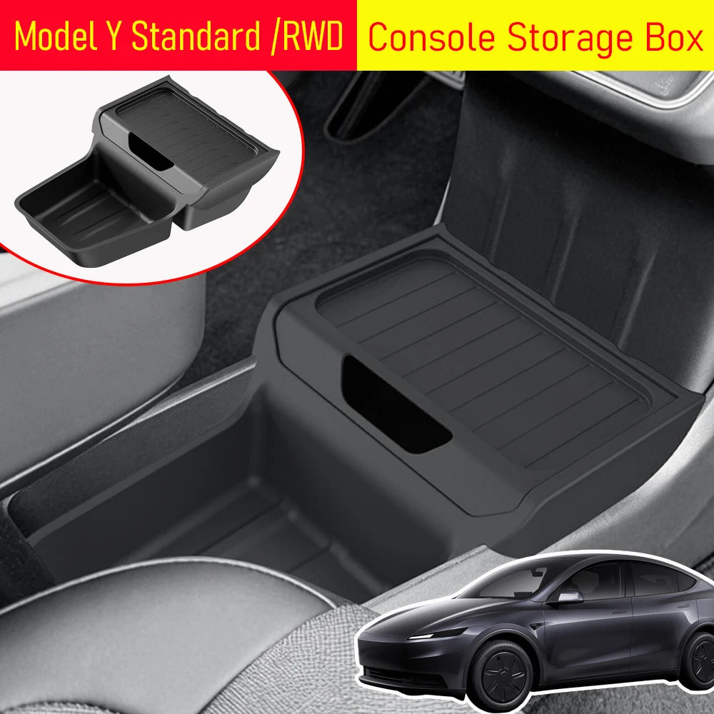 organisateur console centrale tpe noir minimaliste tesla model standard rwd rangement inférieur compartiment frontal