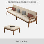canapé places scandinave beige clair fauteuil pied poule moderne tapis géométrique terracotta blanc
