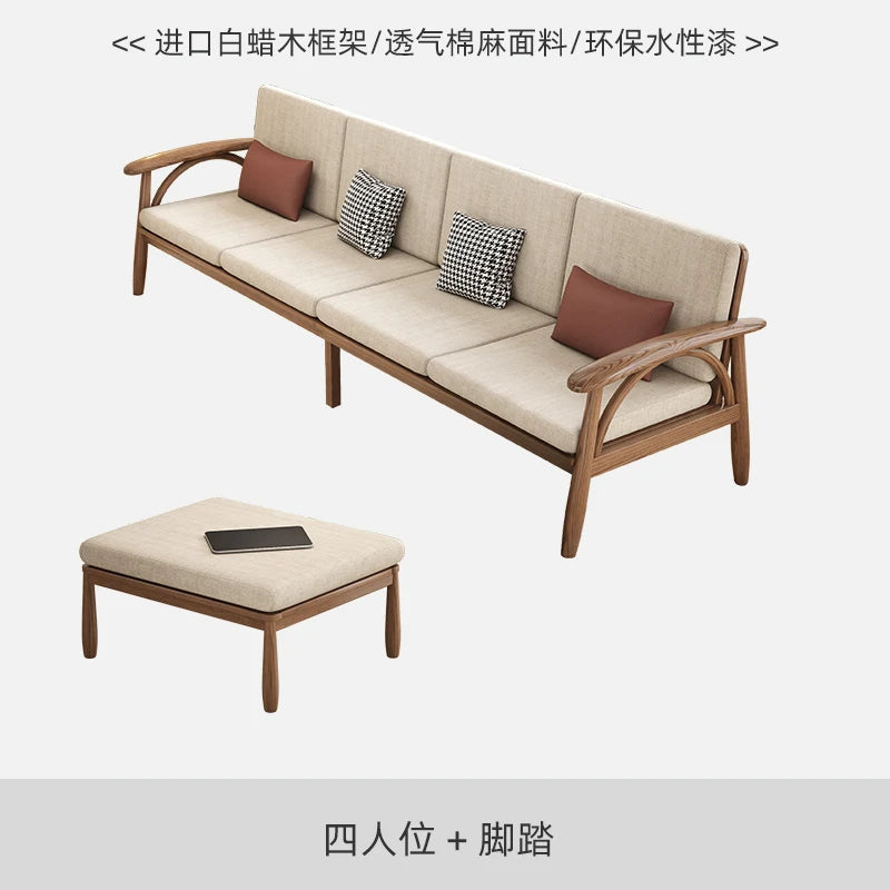 canapé places scandinave beige clair fauteuil pied poule moderne tapis géométrique terracotta blanc