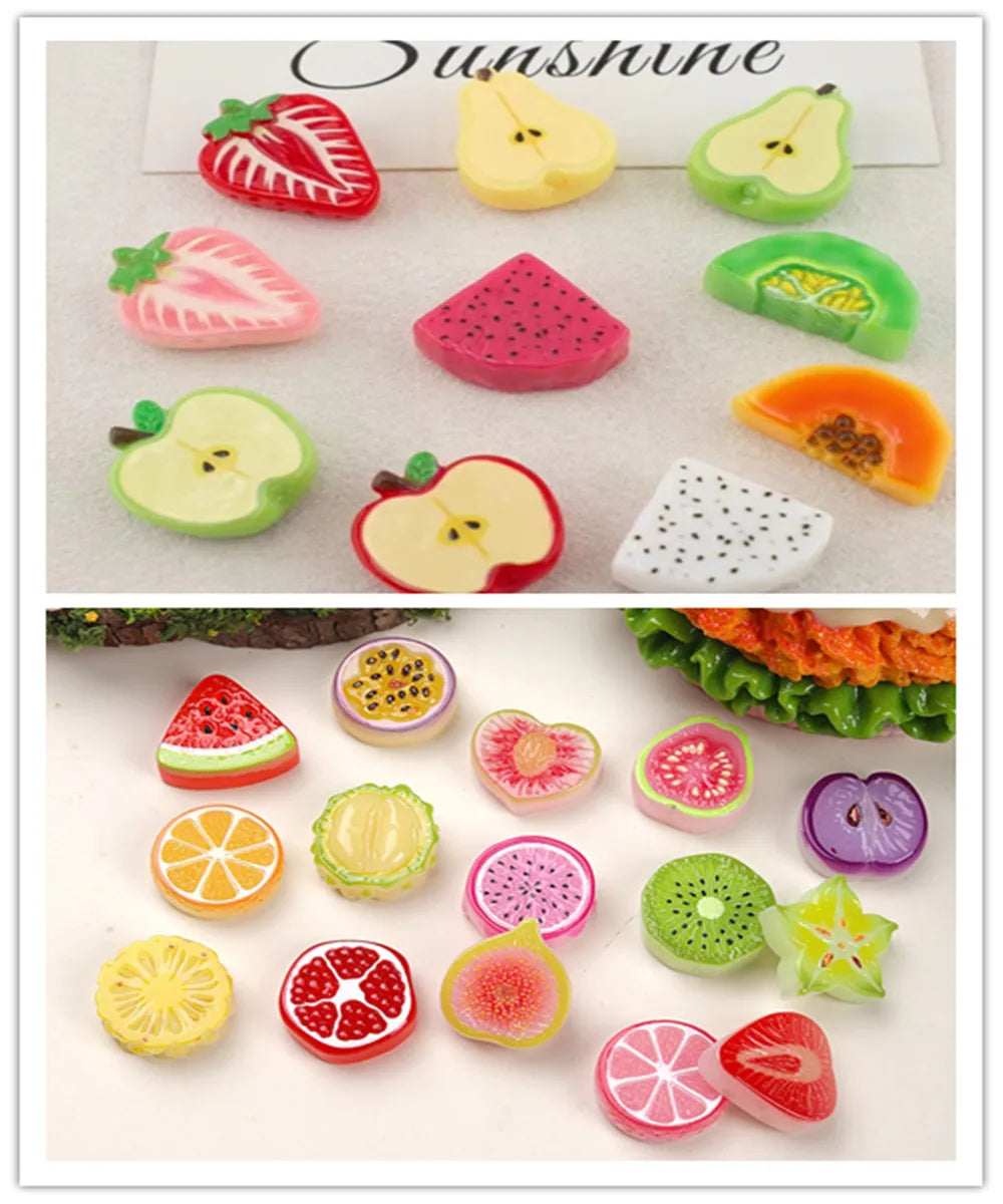 boutons décoratifs résine fruits réalistes artisanat scrapbooking bijoux diy accessoires décoration colorés