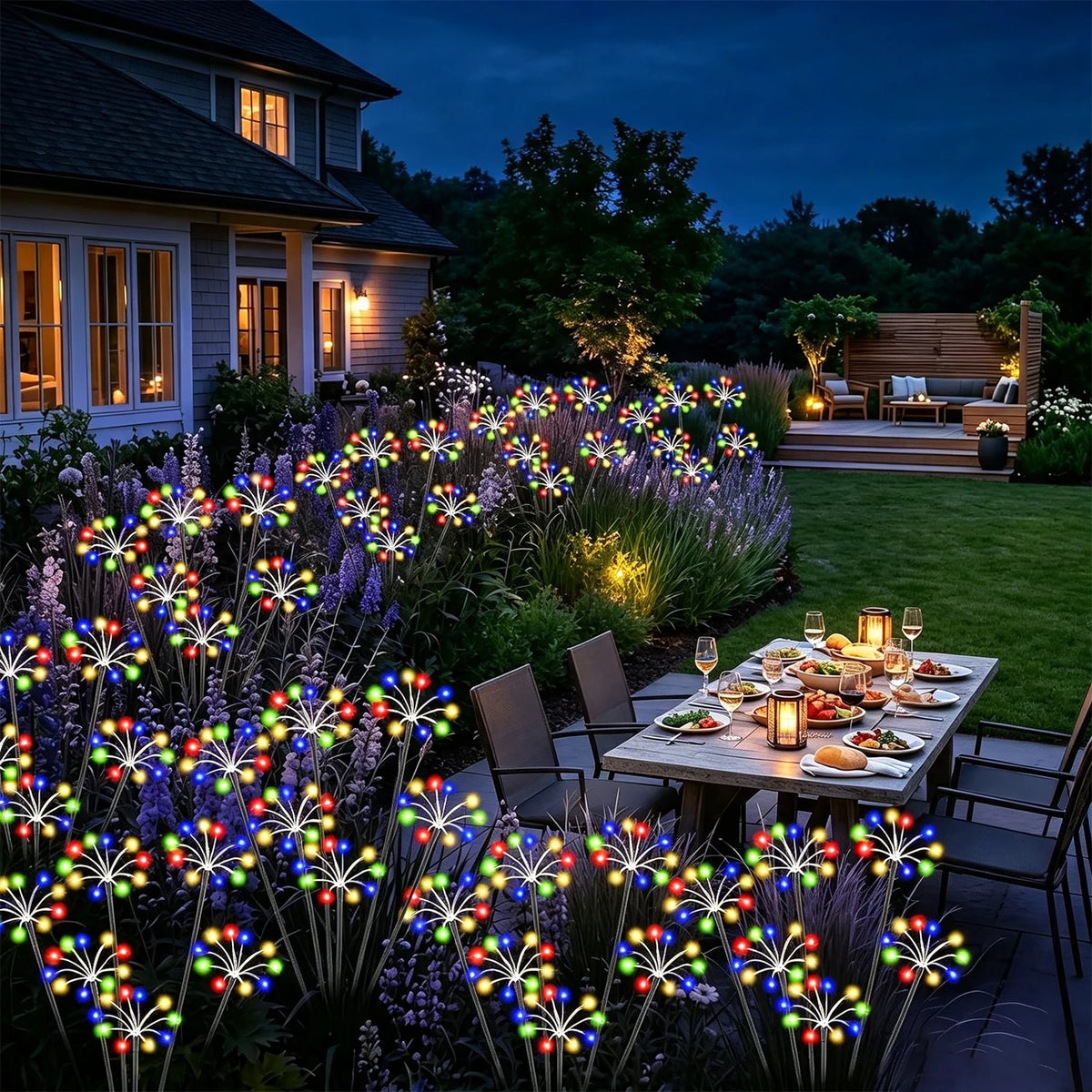 lumière solaire feu d'artifice multiple couleurs moderne jardin extérieur plante ip65 led