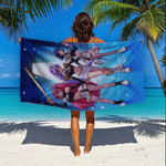 serviette plage polyester rapide séchage motifs anime personnages combat costumes bleu violet