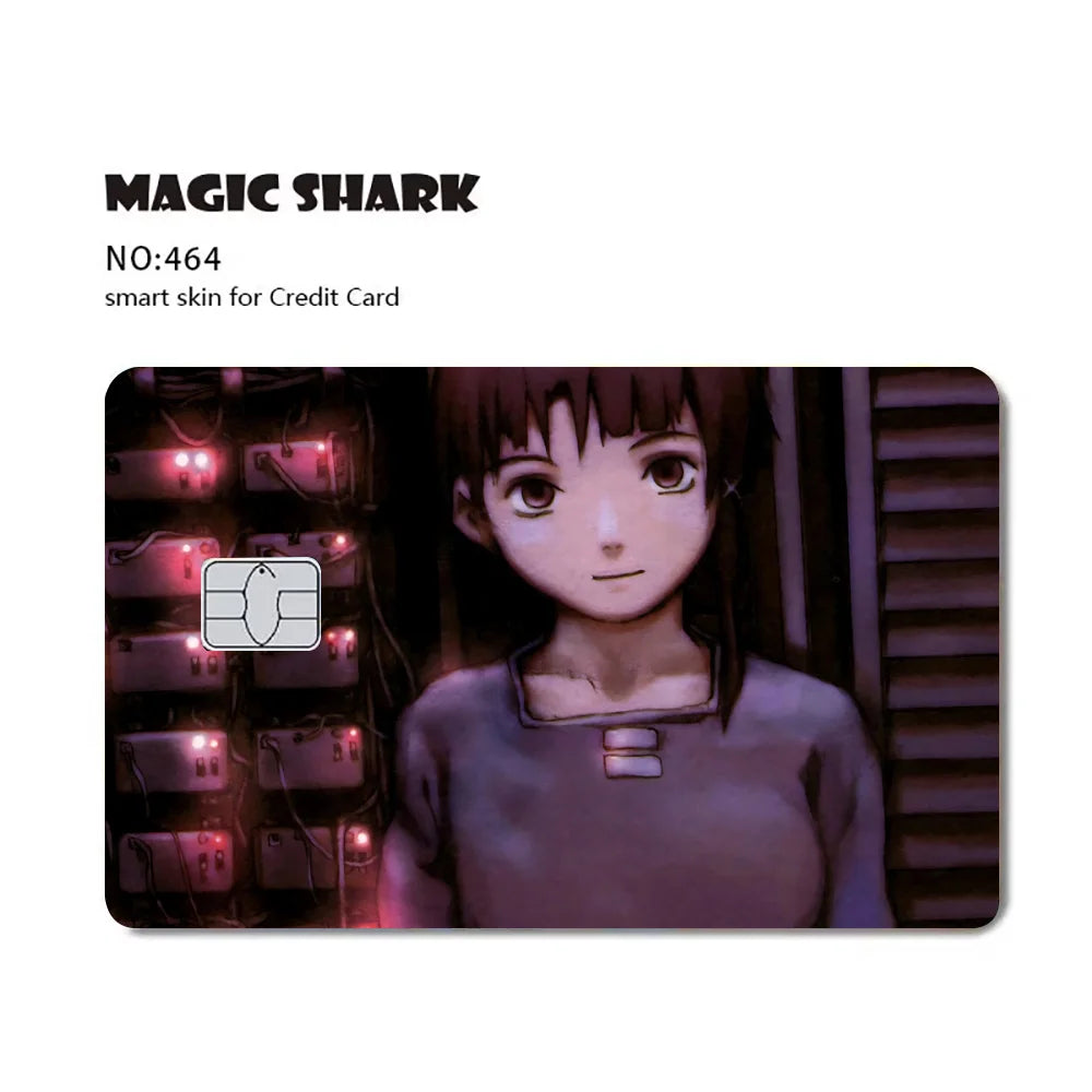 cartes crédit personnalisables dessin animé serial experiments lain stickers adhésifs multicolores opaques illustration américaine