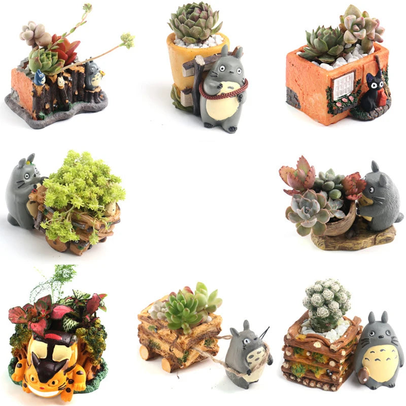pots fleurs résine dessin animé succulentes cache plantes motifs animaux créatif orange gris vert