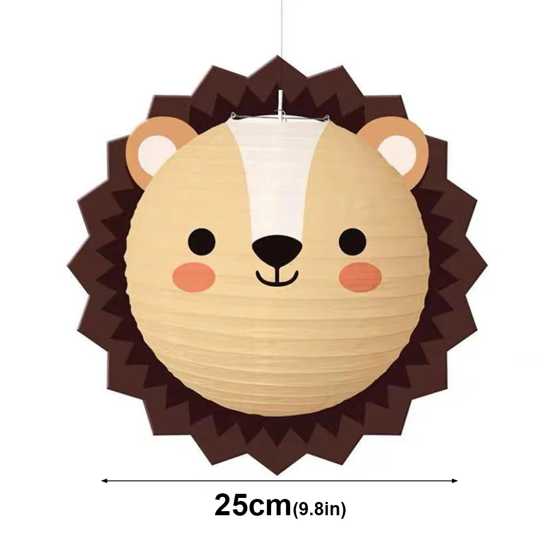 lanternes papier animaux dessin animé ours tigre panda cochon enfant carte blanche opaque suspendues