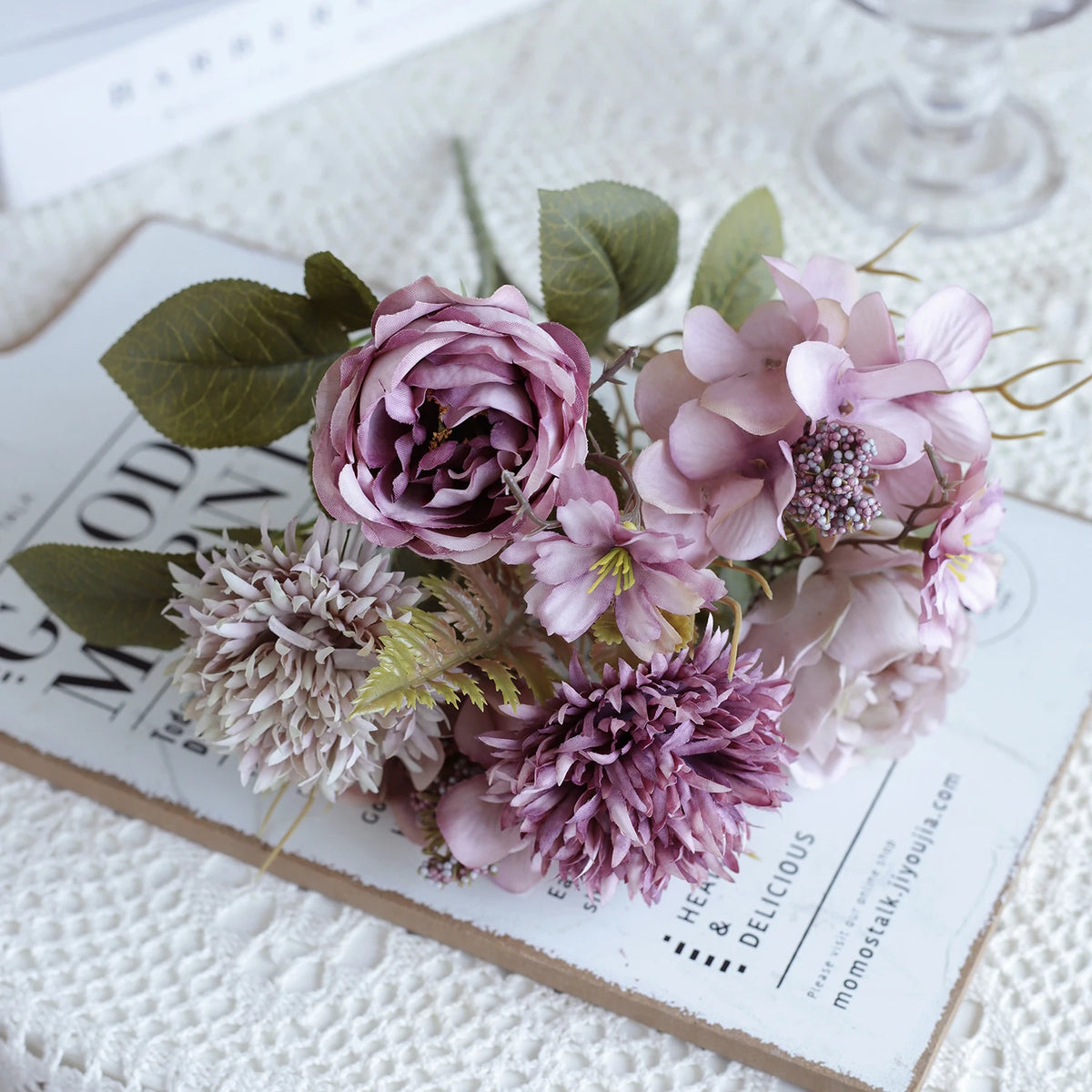 bouquet fleurs artificielles soie rose blanc mariage décoration intérieure classique anniversaire baby shower