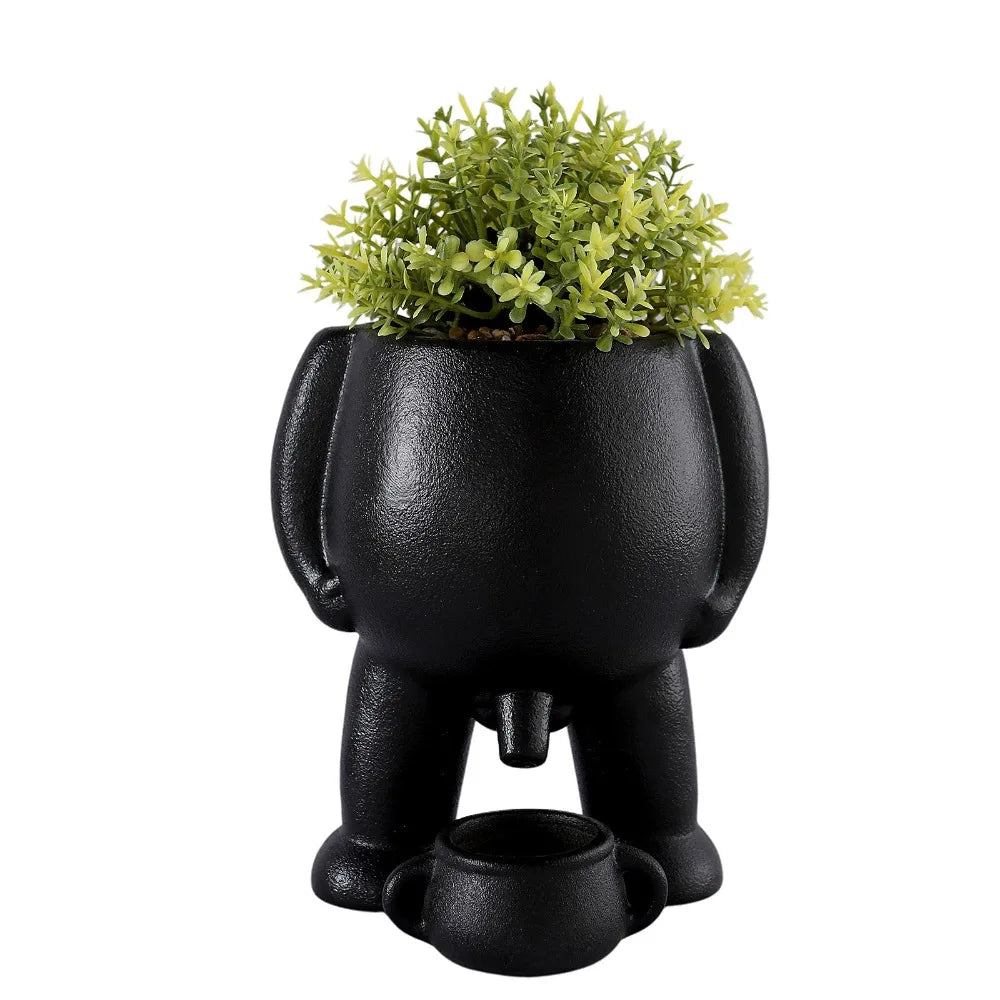 pots fleurs forme humaine moderne noir blanc texturé plantes vertesintérieur extérieur