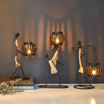 supports bougie métal artisanal figurines humaines couleurs vives mariage décoration intérieure moderne classique