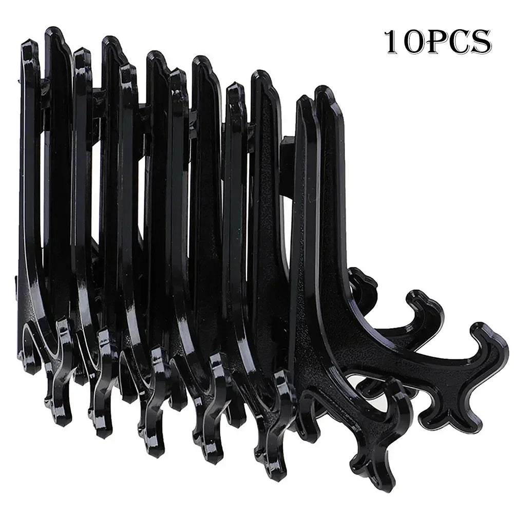 supports assiettes décoratives transparents noirs feuilles volutes classiques articulés 10 pièces