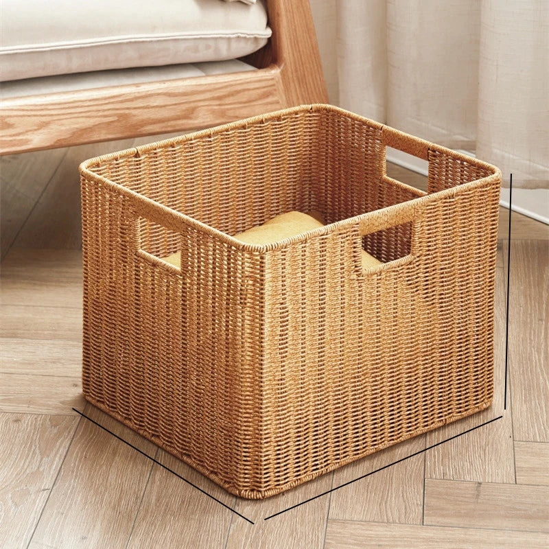 panier rangement rotin marron clair rustique salle bain salon