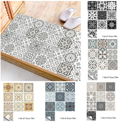 Autocollants carrelage rétro mat motif avion bleu marine sur mur blanc