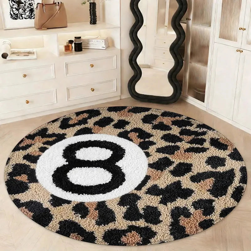 tapis léopard noir beige antidérapant moderne salon chambre intérieur extérieur polypropylène polyester feutre
