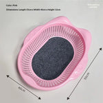 panier linge moderne tapis noir tapis blanc jaune gris rose petits trous transparent pratique